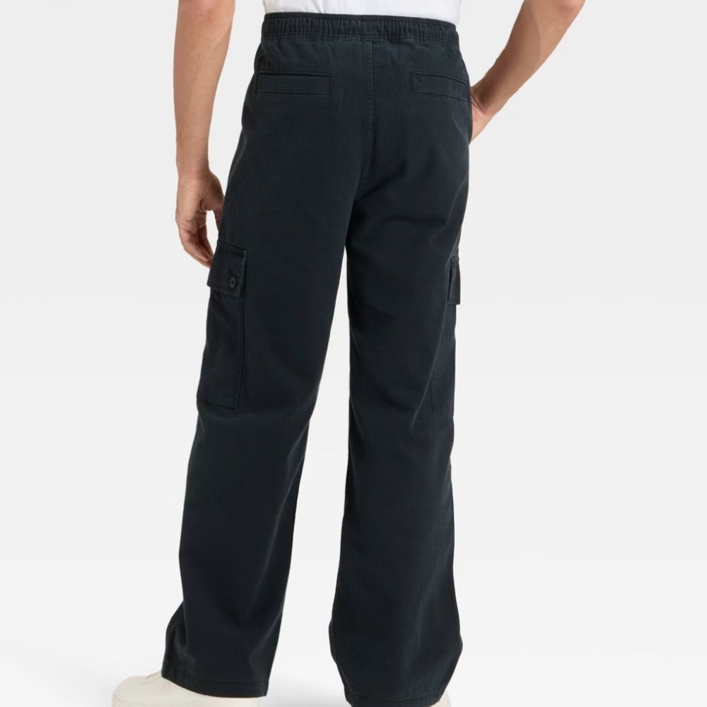 Men's Black Cargo Drawstring Pants By Original Use/ Sz Large NWT - Picture 3 of 12